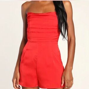 Red Satin Romper
